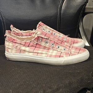 Corkys Pink Plaid Slip On Shoes